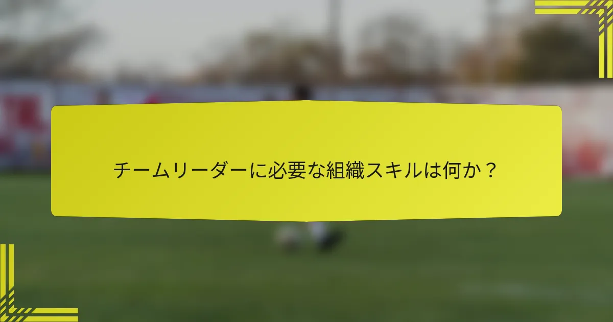 チームリーダーに必要な組織スキルは何か？